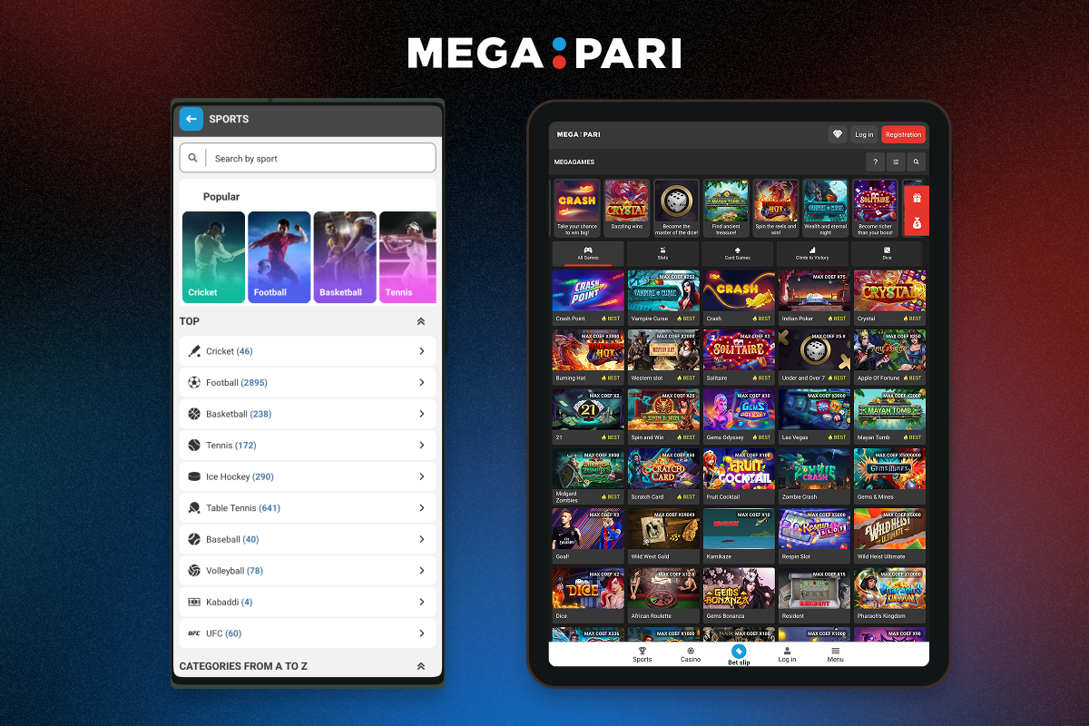 The Megapari mobile app for sports betting and casino games on the go