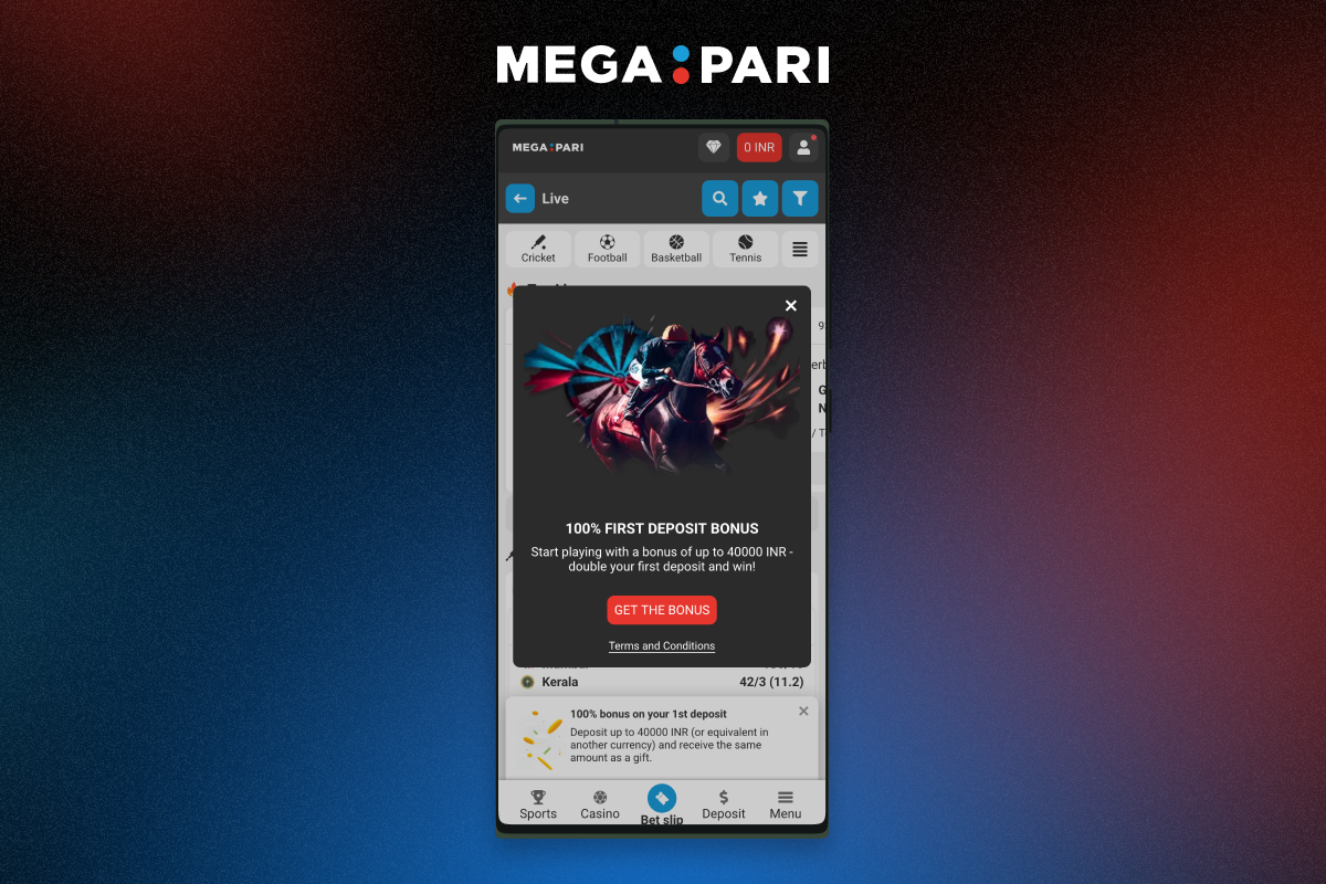 Welcome bonus for new players in the Megapari App